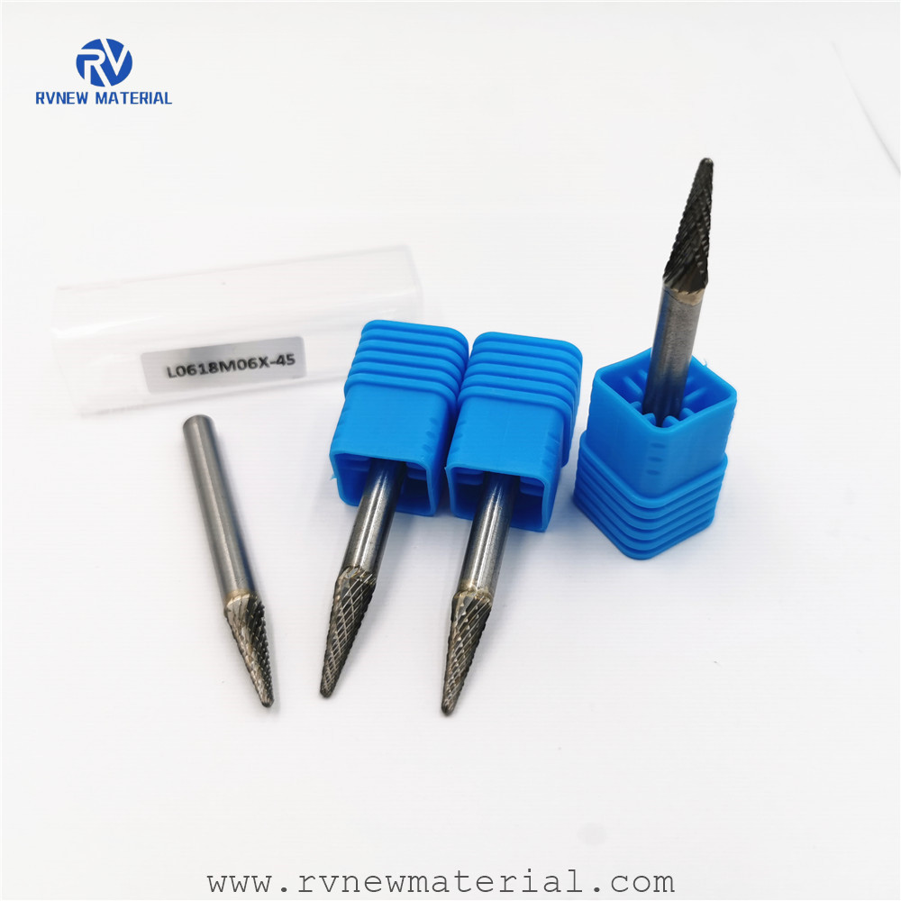Solid Tungsten Carbide Rotary Burrs Double Cut Rounded Cone Taper Shape SL Rotary File Carbide Burrs
